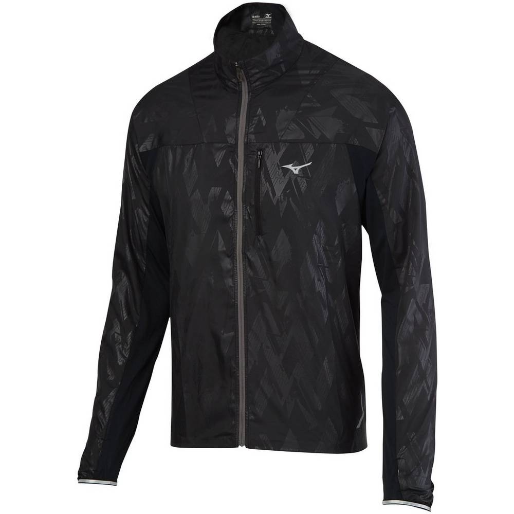 Mens Mizuno Aero Running Jacket Black Philippines (OAINFD640)